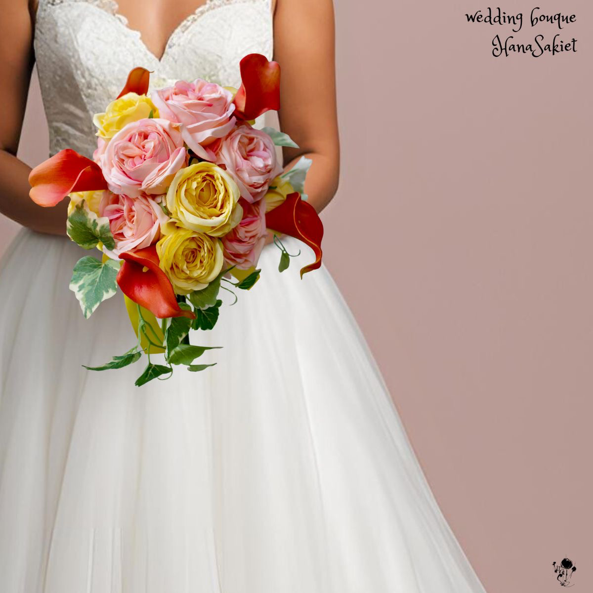 ブライダルブーケ　ブートニア　オレンジ ウェディングブーケ ブートニア オレンジ ブーケ