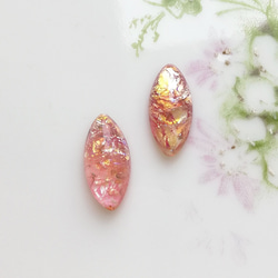 1個】ヴィンテージ チェコ ピンクファイヤーオパールガラス カボション