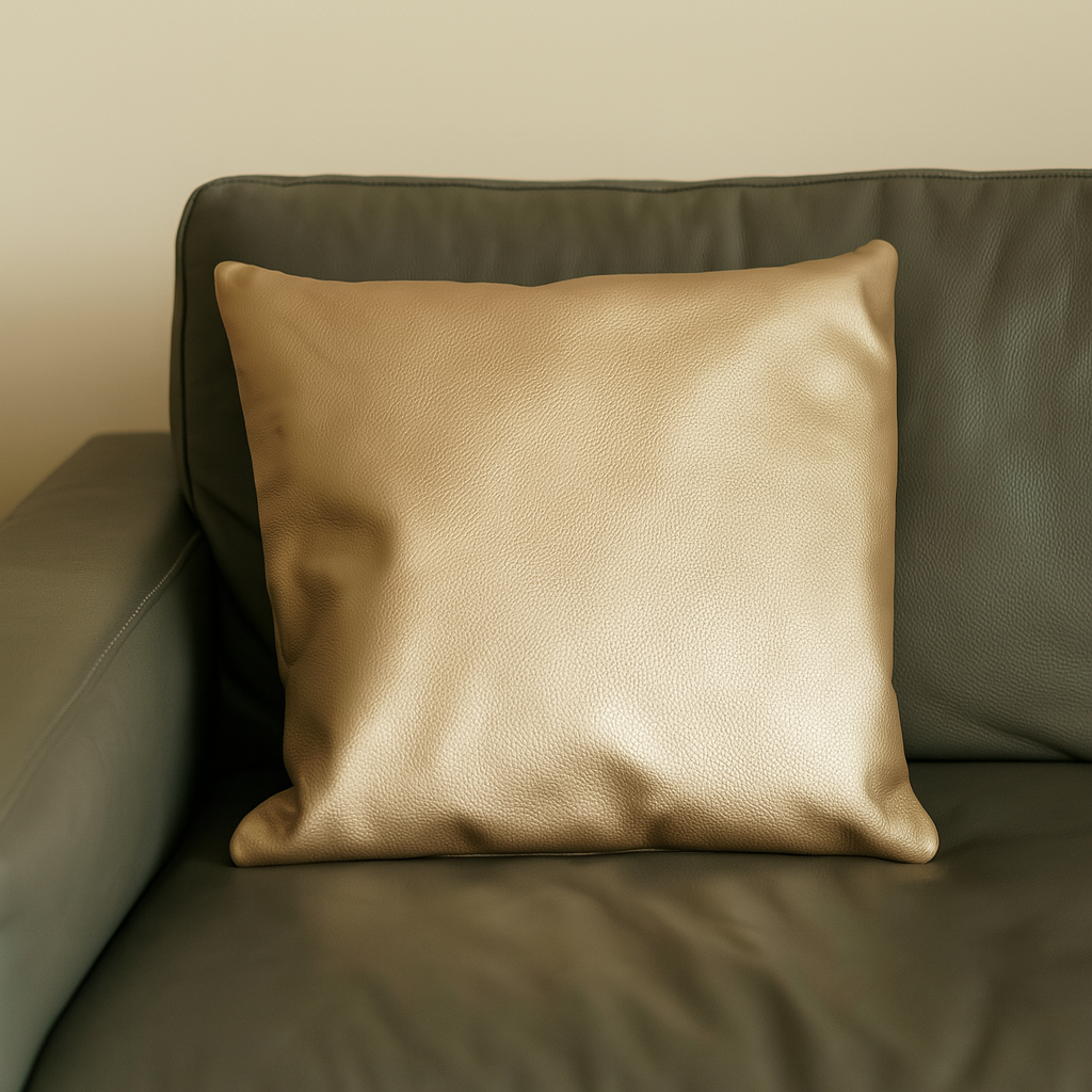 「ギフトにも映える、上質な本革クッション｜シャンパンゴールド」40×40cm　【限定生産】