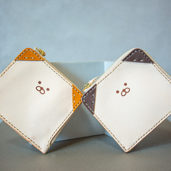 わんこデザイン♪ L字ファスナーのヌメ革ミニ財布《刻印名入れ可◎》 9枚目の画像