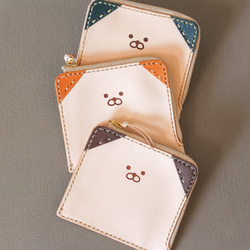わんこデザイン♪ L字ファスナーのヌメ革ミニ財布《刻印名入れ可◎》 4枚目の画像