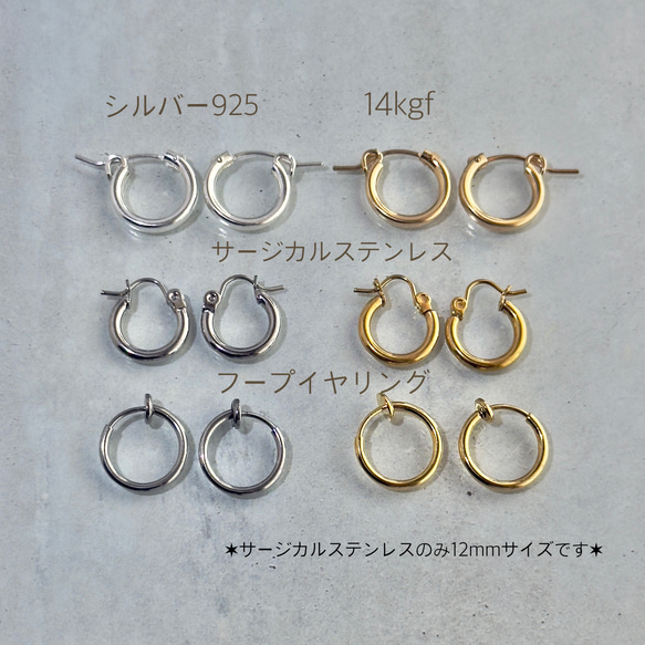 ✶夏の福袋✶涼やかクリスタル 4つのチャーム付き✶フープピアス・イヤリング サージカルステンレス シルバー 14kgf 9枚目の画像