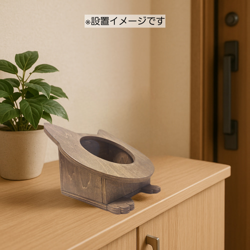 猫の日2026【 受注制作 】 ネコ顔の木製小物入れ｜玄関やリビングに