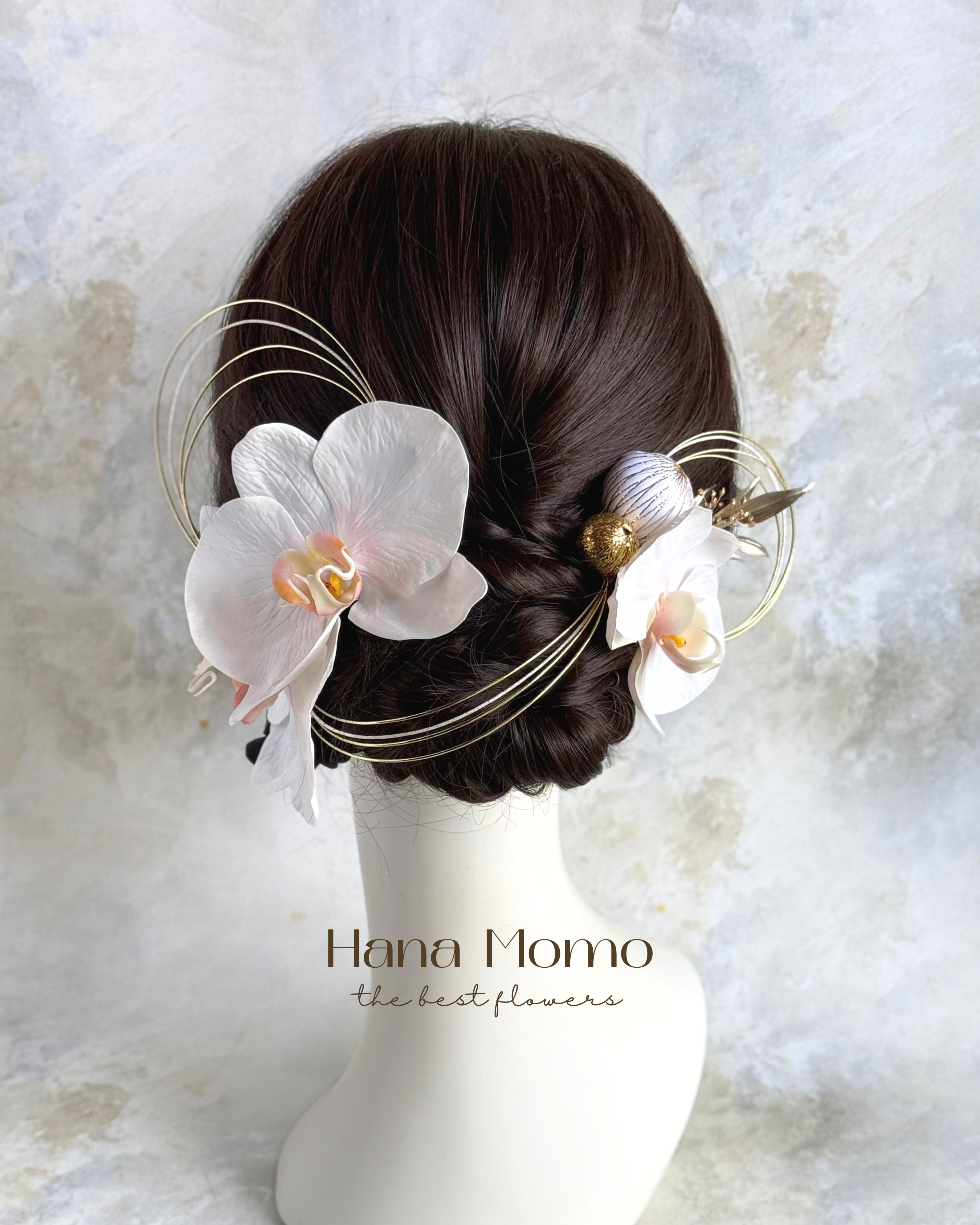 ホワイトピンク胡蝶蘭の髪飾り