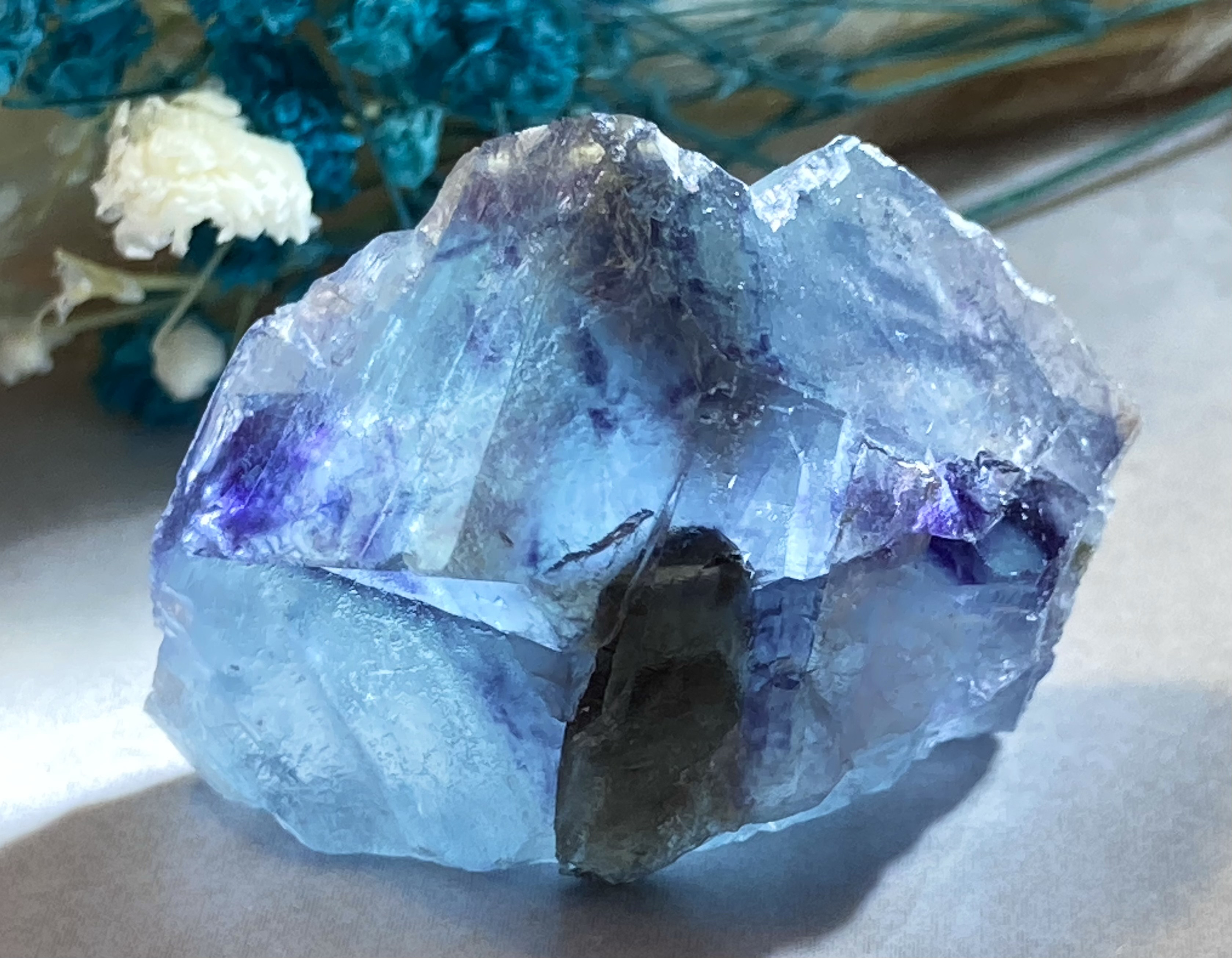 中国　湖南省産　ブルー　フローライト　蛍石　ラフストーン　クラスター　原石