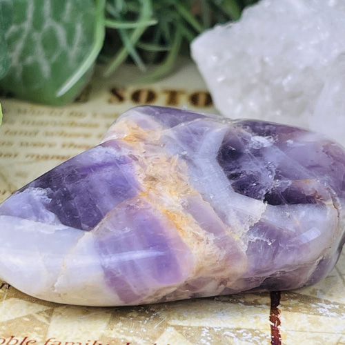 希少✨ シェブロンアメジスト ケープ 紫水晶 握り石 タンブル 大