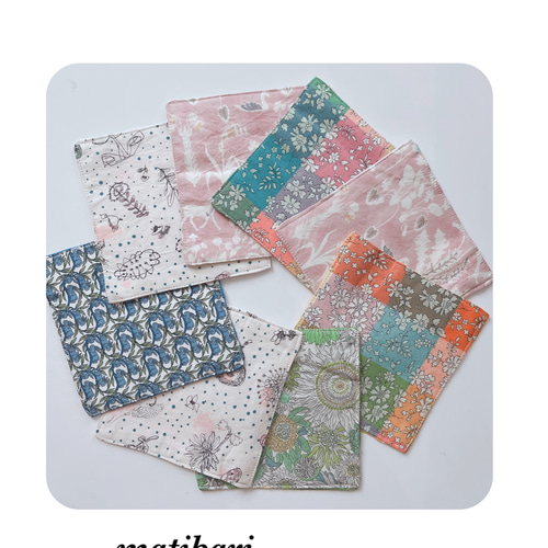 ◇matibari◇リバティ＆リネン100％のコースター◇約11センチ角