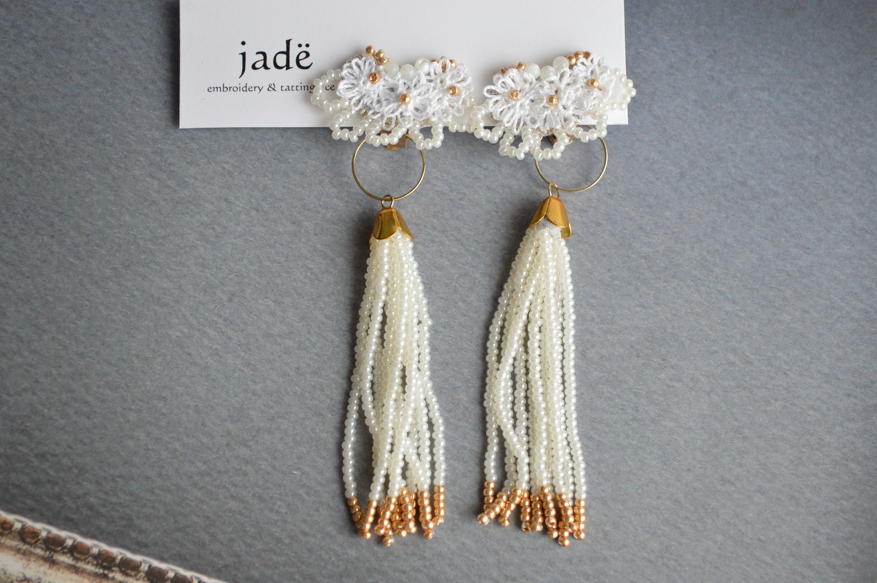 【ハレノヒ】花冠とビーズタッセルのイヤリング/ピアス　プレ花嫁様♡ウエディングアクセサリー◎一点物