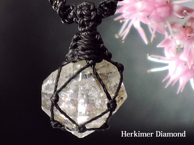 ★虹入り★ハーキマーダイヤモンド14ct★ダブルターミネーションポイント★ネックレスペンダント★天然石原石鉱物★男女兼用