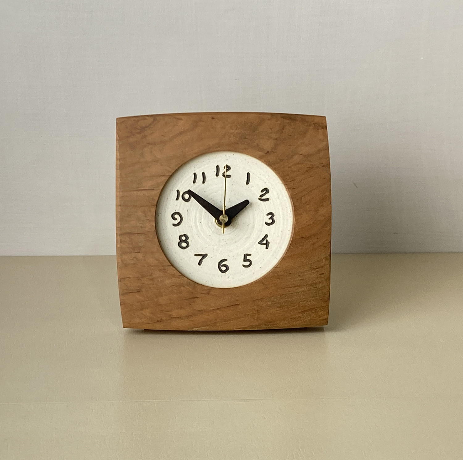 ヤマザクラと陶の置時計(小)　no.3232