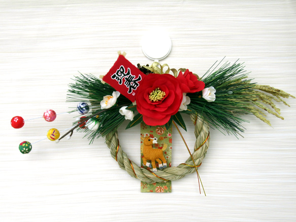 2026しめ縄☆ 正月飾り 午（うま）のお正月リース飾り 大26-2 リース