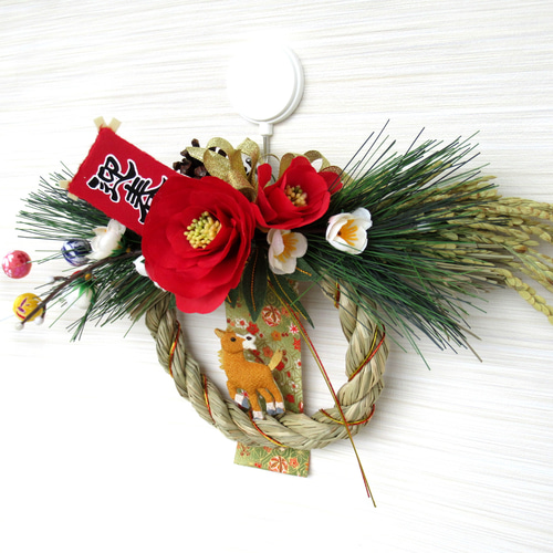 2026しめ縄☆ 正月飾り 午（うま）のお正月リース飾り 大26-2 リース