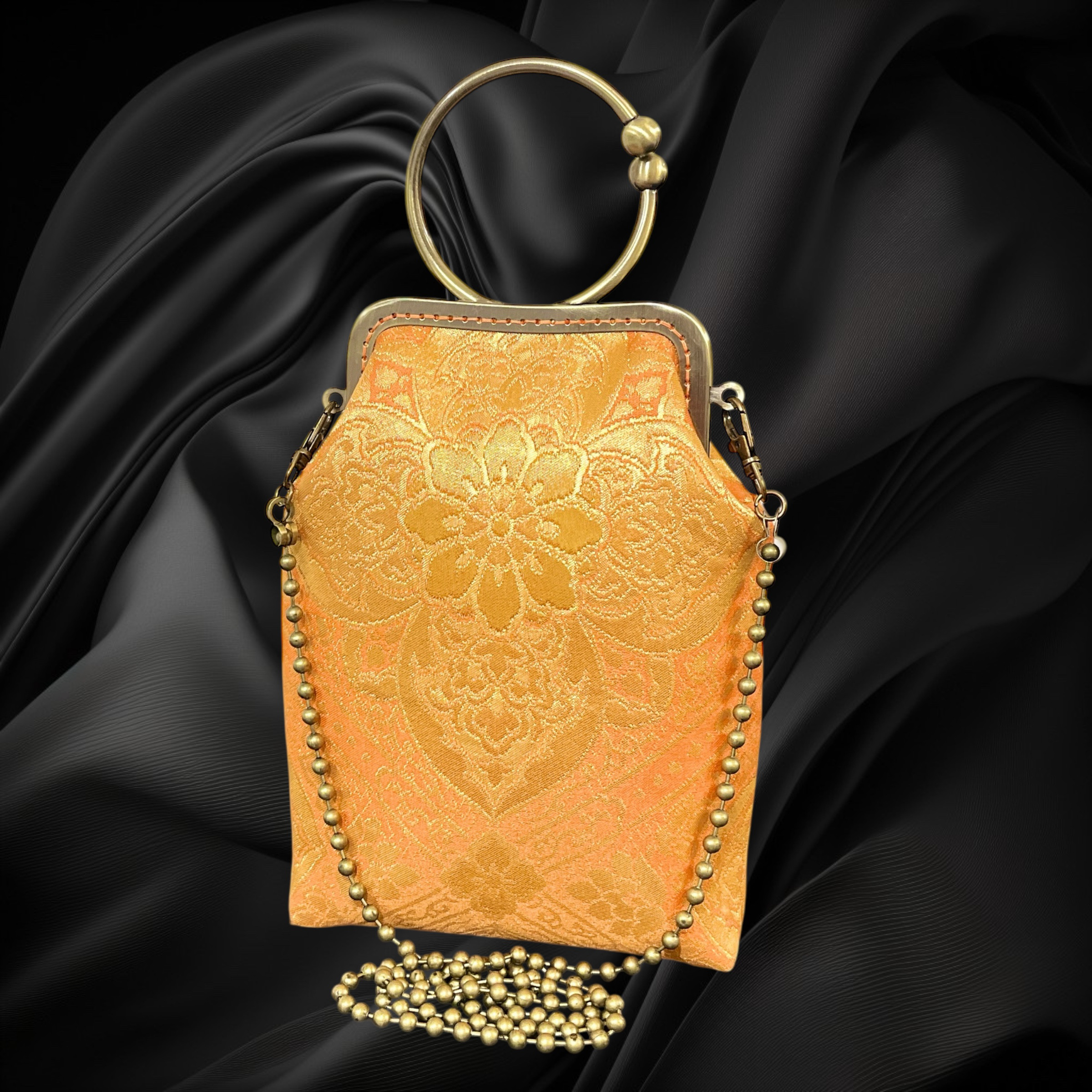 入れたままスマホ操作可能！着物スマホバッグ　着物サコッシュ　着物バッグ　和風斜め掛けバッグ [No.1311]