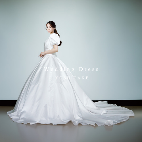 オーダー制作】ウエディングドレス.サテン.プリンセスドレス.袖付き  