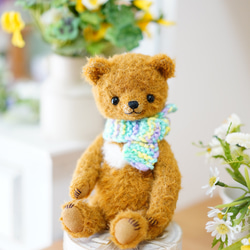 Nana Bee.♡テディベア 32㎝ ゴールドイエロー & クリーム♡ネイビー