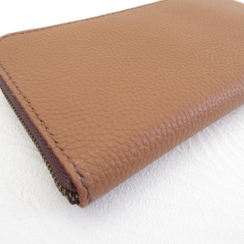 手縫い♪通帳もスリムに入る《牛革》Ｌ字ファスナーロングウォレット・シュリンク・ライトブラウン026