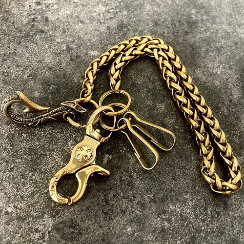 Creema限定 真鍮 メンズ ウォレットチェーン キーチェーン カラビナ