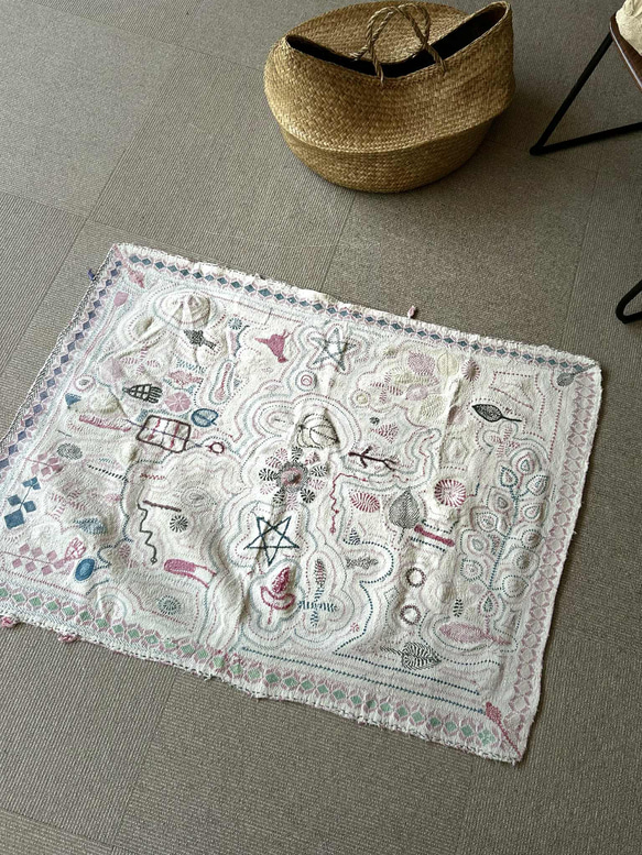 インド オールドカンタ刺繍布 アンティーク マハラジャの星