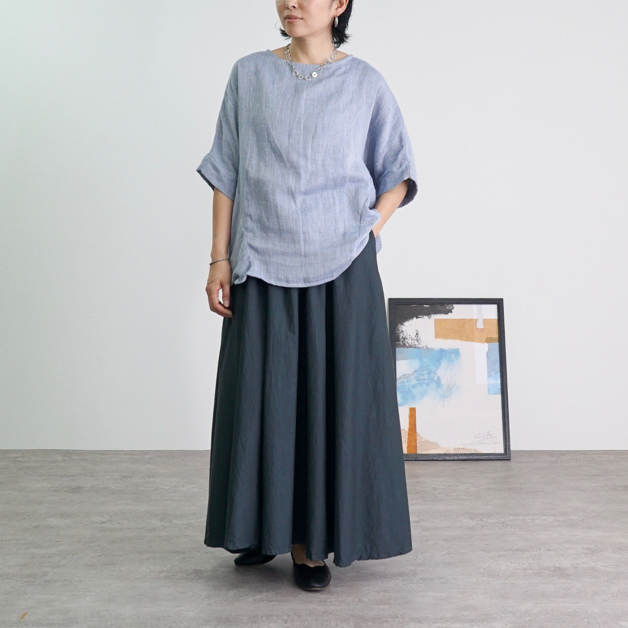 【福袋】バルーンタックT/ヘリンボーンブルー＋サーキュラースカート/ブラック