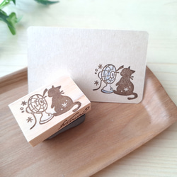 扇風機と猫　はんこ　スタンプ　夏　レトロ　暑中見舞い 2枚目の画像