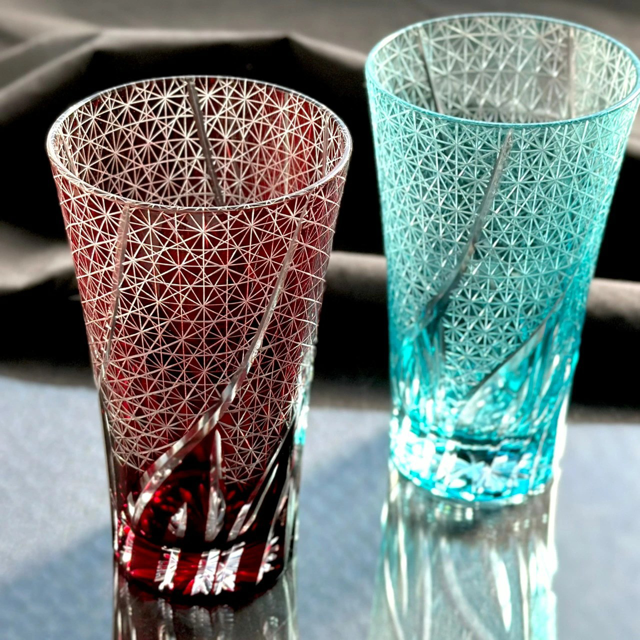 切子 ビールグラス 2個ペアセット 【QD516】 ビアグラス グラス コップ 父の日 母の日 敬老の日 きりこ ギフト