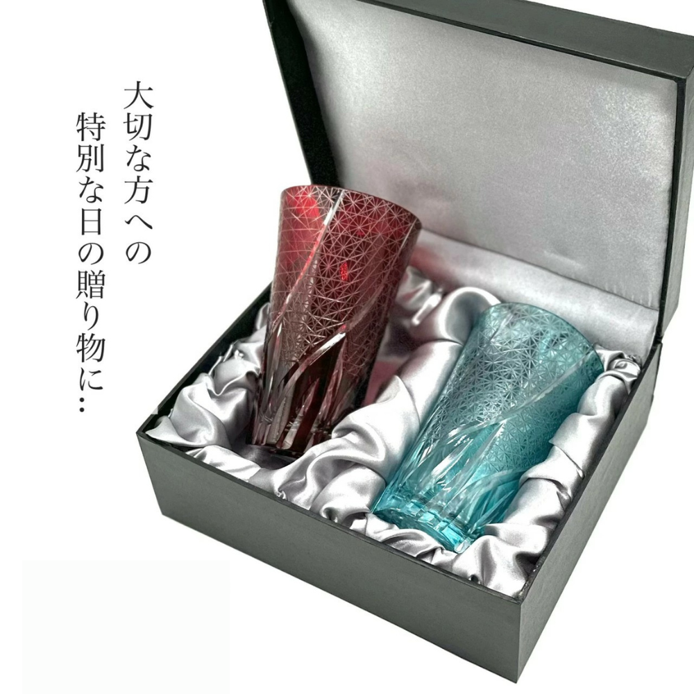 切子 ビールグラス 2個ペアセット 【QD516】 ビアグラス グラス コップ 父の日 母の日 敬老の日 きりこ ギフト