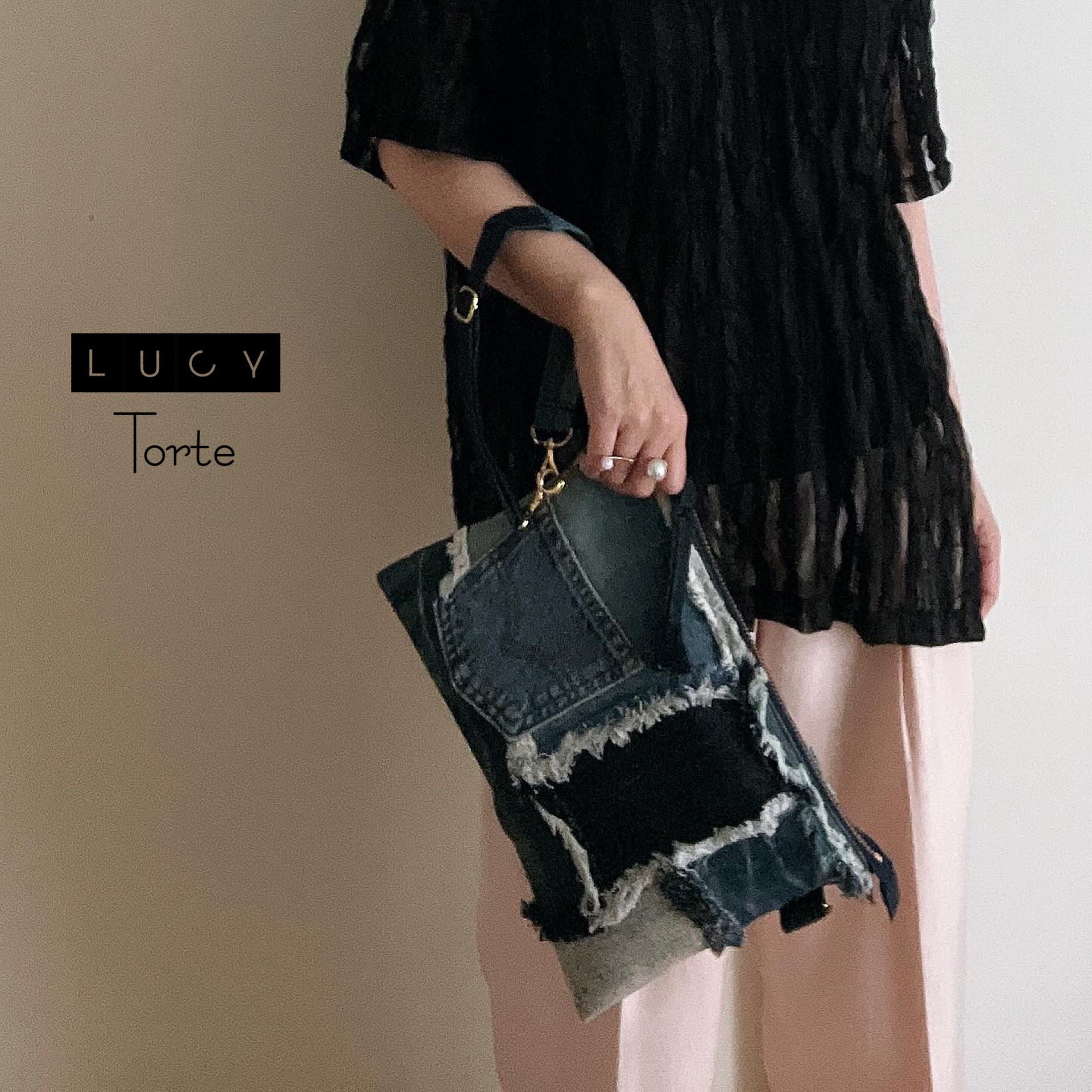 ♛1点もの♛ デニムパッチワーク クラッチBAG