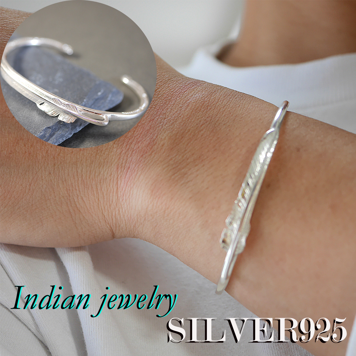 SILVER925-IDB-5 バングル シルバ−925 調整可能　巾着付  インディアンジュエリー シルバー ゴールド