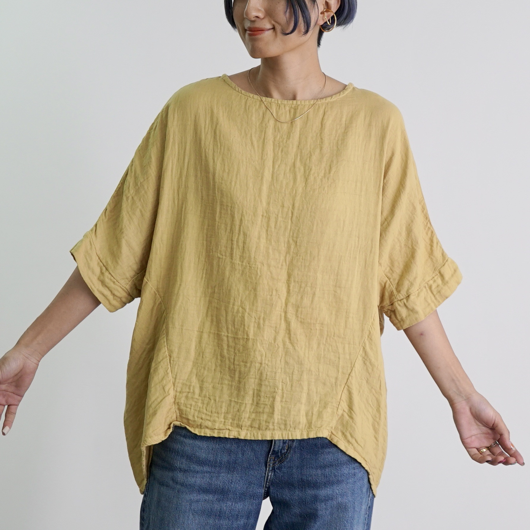 バルーンタックガーゼTシャツ/イエロー/知多木綿ダブルガーゼ 10,701円