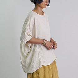 バルーンタックガーゼTシャツ/生成り/知多木綿ダブルガーゼ 3枚目の画像