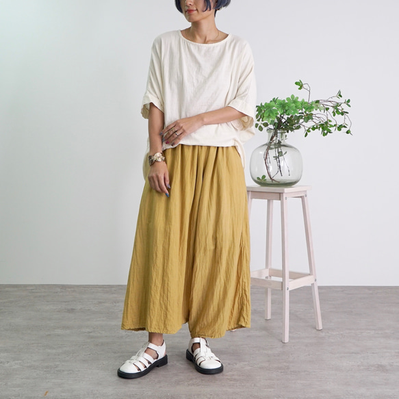 バルーンタックガーゼTシャツ/生成り/知多木綿ダブルガーゼ 2枚目の画像
