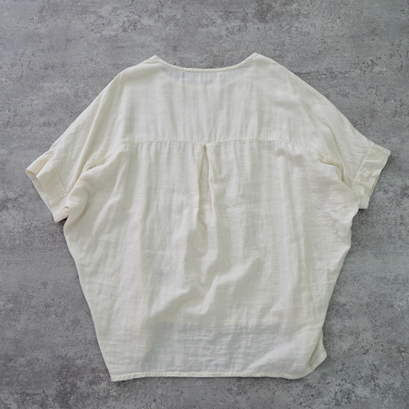 バルーンタックガーゼTシャツ/生成り/知多木綿ダブルガーゼ 8枚目の画像