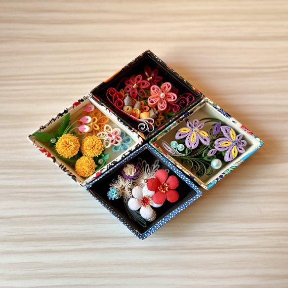 四季彩・季節の箱庭【春夏秋冬4箱セット】 立体・オブジェ 手づくり和