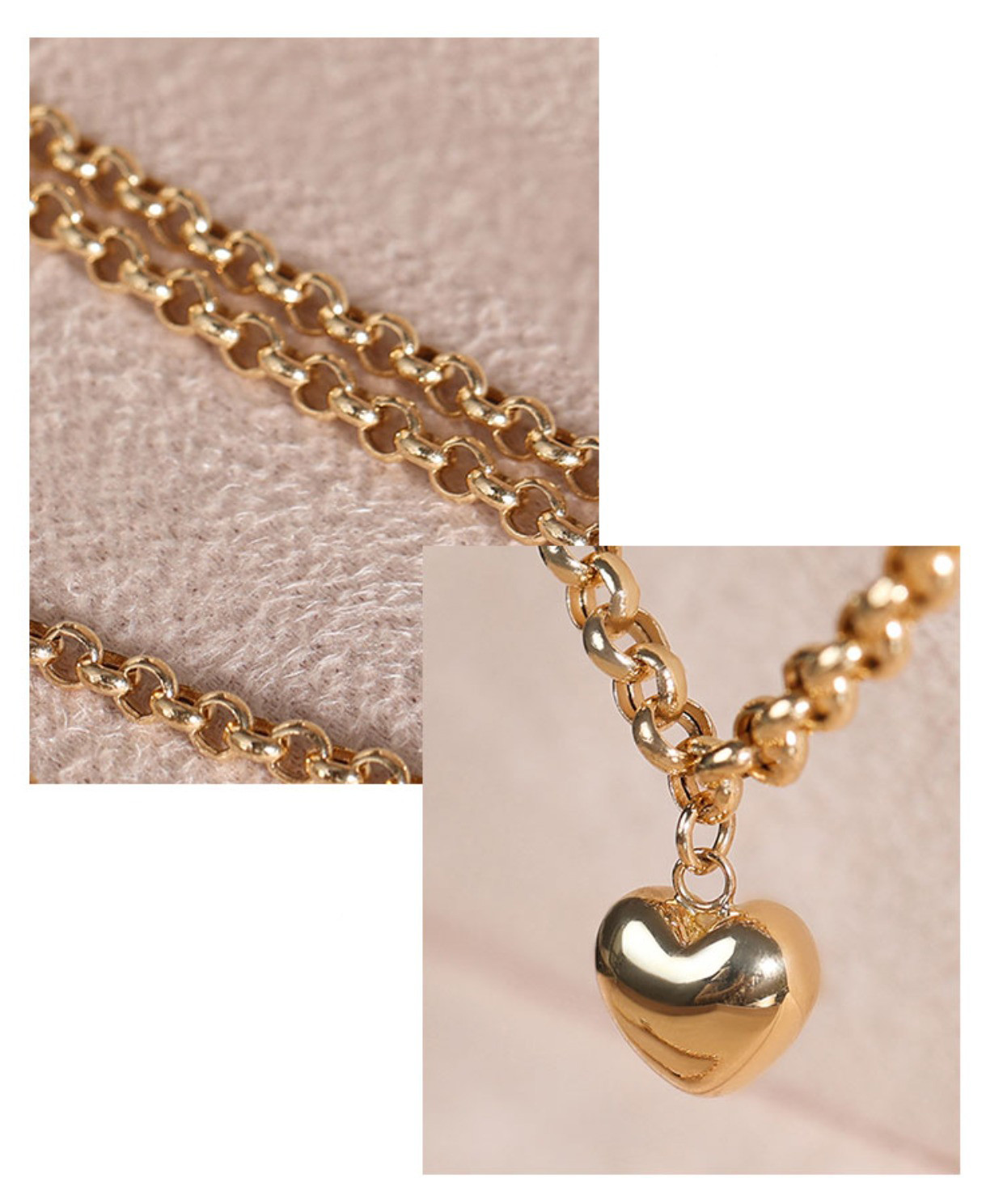 [ヘイズジュエリー] ロック スイートハートシリーズ 18Kゴールド トレンディ ファンシー プレーンゴールドチェーン 2色電気