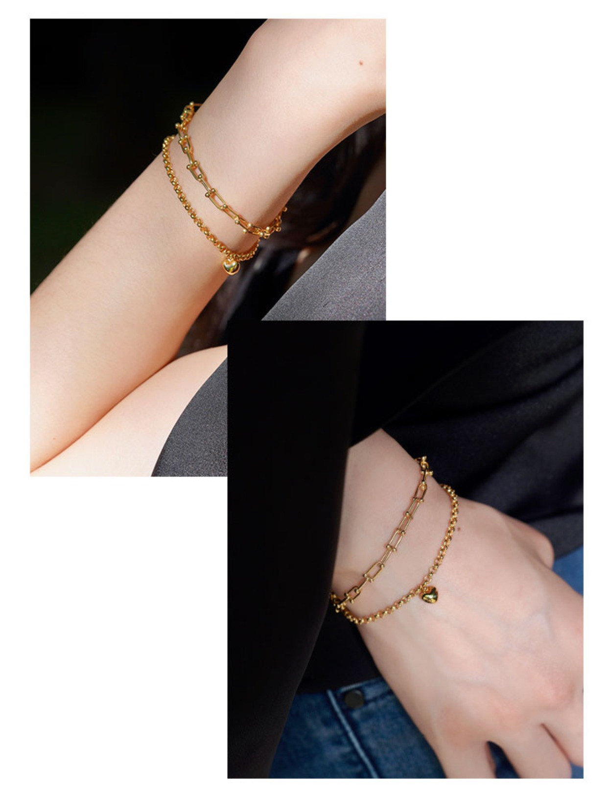 [ヘイズジュエリー] ロック スイートハートシリーズ 18Kゴールド トレンディ ファンシー プレーンゴールドチェーン 2色電気