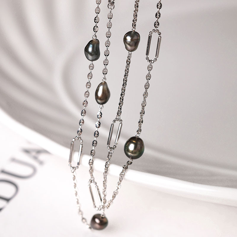 [ヘイズジュエリー] イグレット スターライトシリーズ 18K ホワイトゴールド 厚メッキ 6-8mm タヒチアンケシパール カ