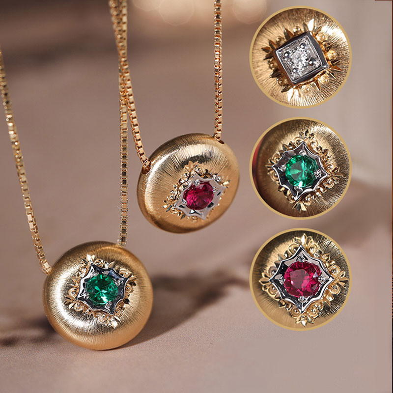 [ヘイズジュエリー] エメラルドグリーンシリーズ 18Kゴールド 天然ダイヤモンド カラージェムストーン ブラッシュネックレス