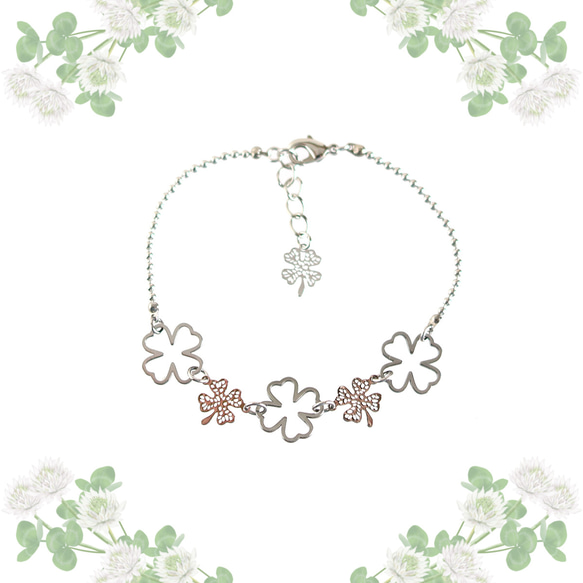 四葉のクローバー5連ブレスレット・シルバー/br186 ブレスレット