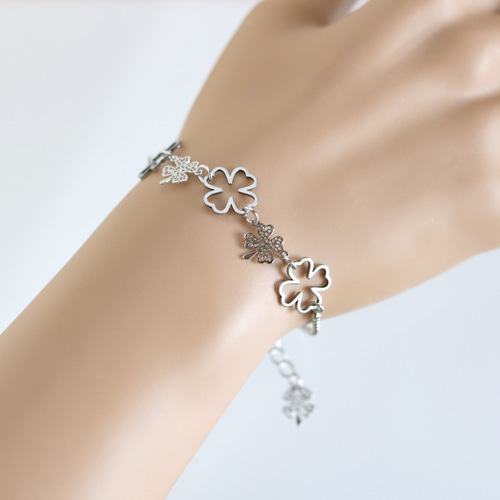 四葉のクローバー5連ブレスレット・シルバー/br186 ブレスレット