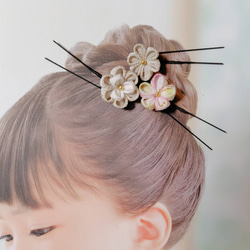 ☆和装ヘッドパーツセット☆　つまみ細工　カメリアヘアクリップ　七五三　3歳　7歳　初節句　成人式　和装 3枚目の画像