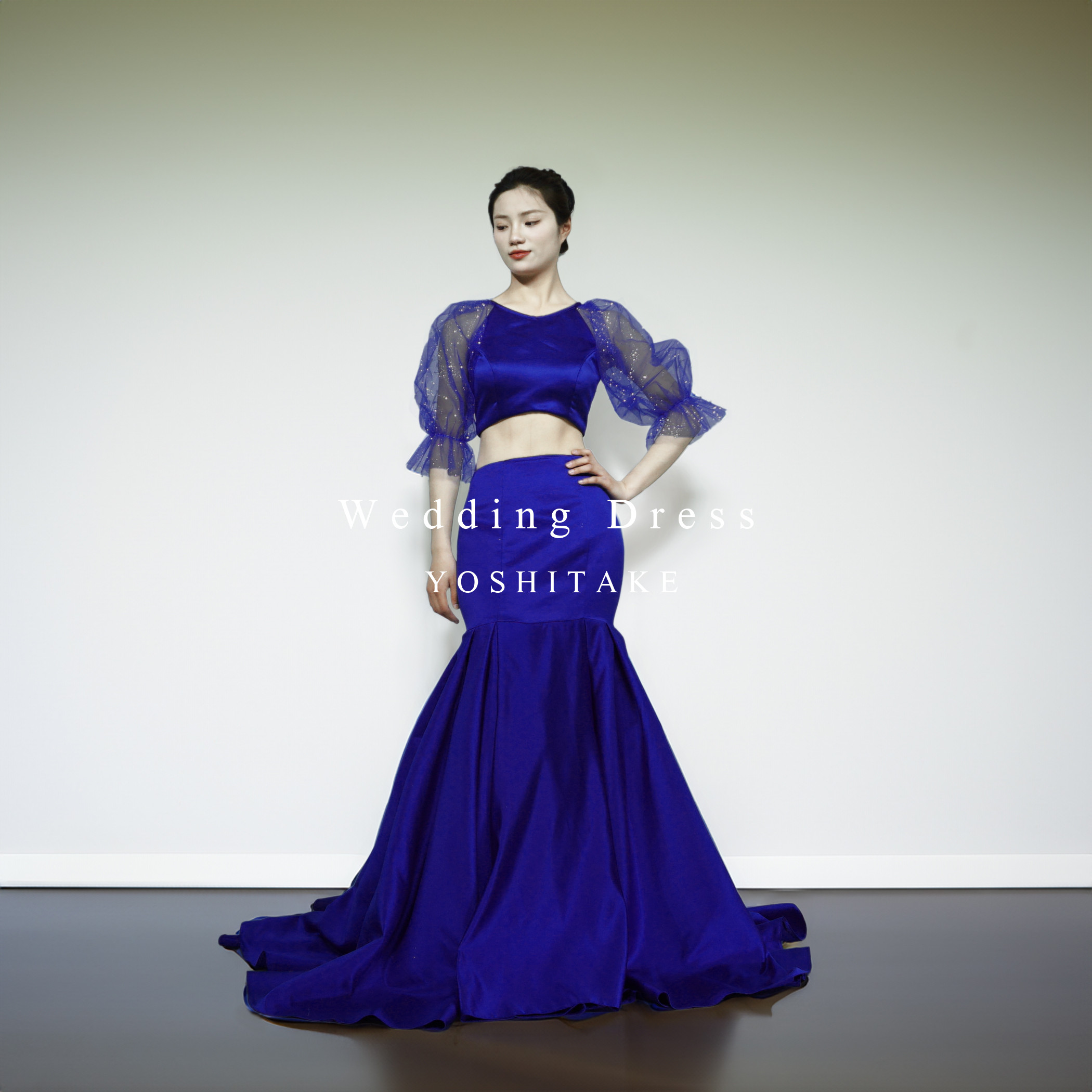 【オーダー制作】ウエディングドレス.ブルー.カラードレス.マーメイド.セパレート.Y2391