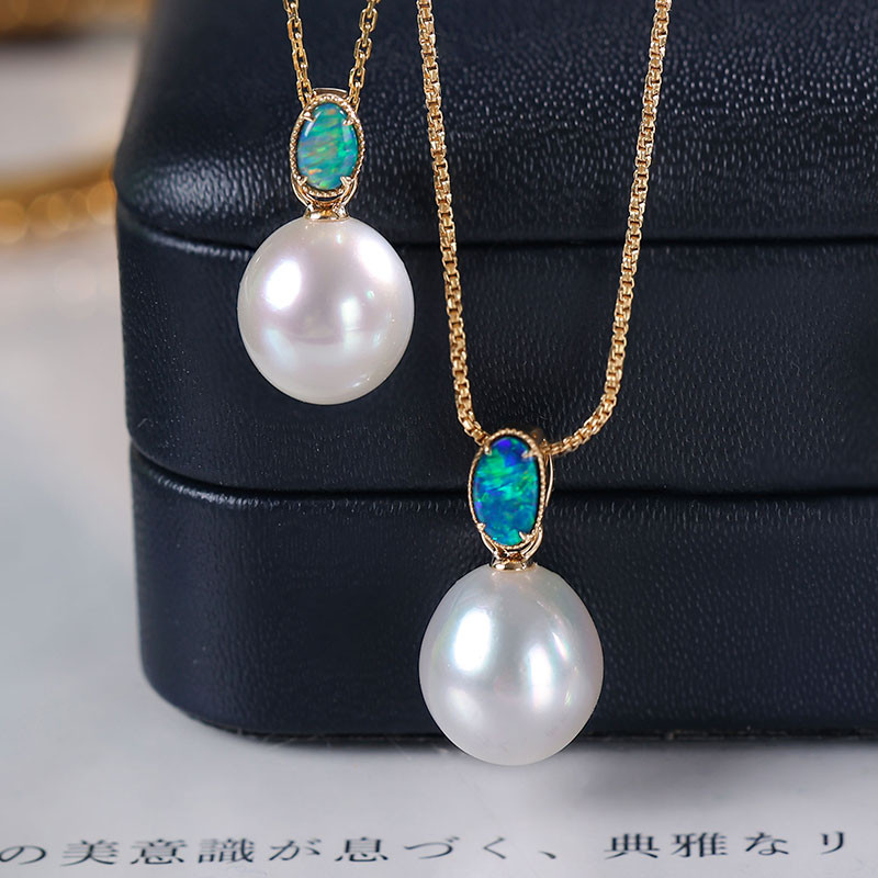 [ヘイズジュエリー] ディオニュソスシリーズ 18Kゴールド 11-12mm 南洋白蝶真珠オパール オープンペンダント ドロップ