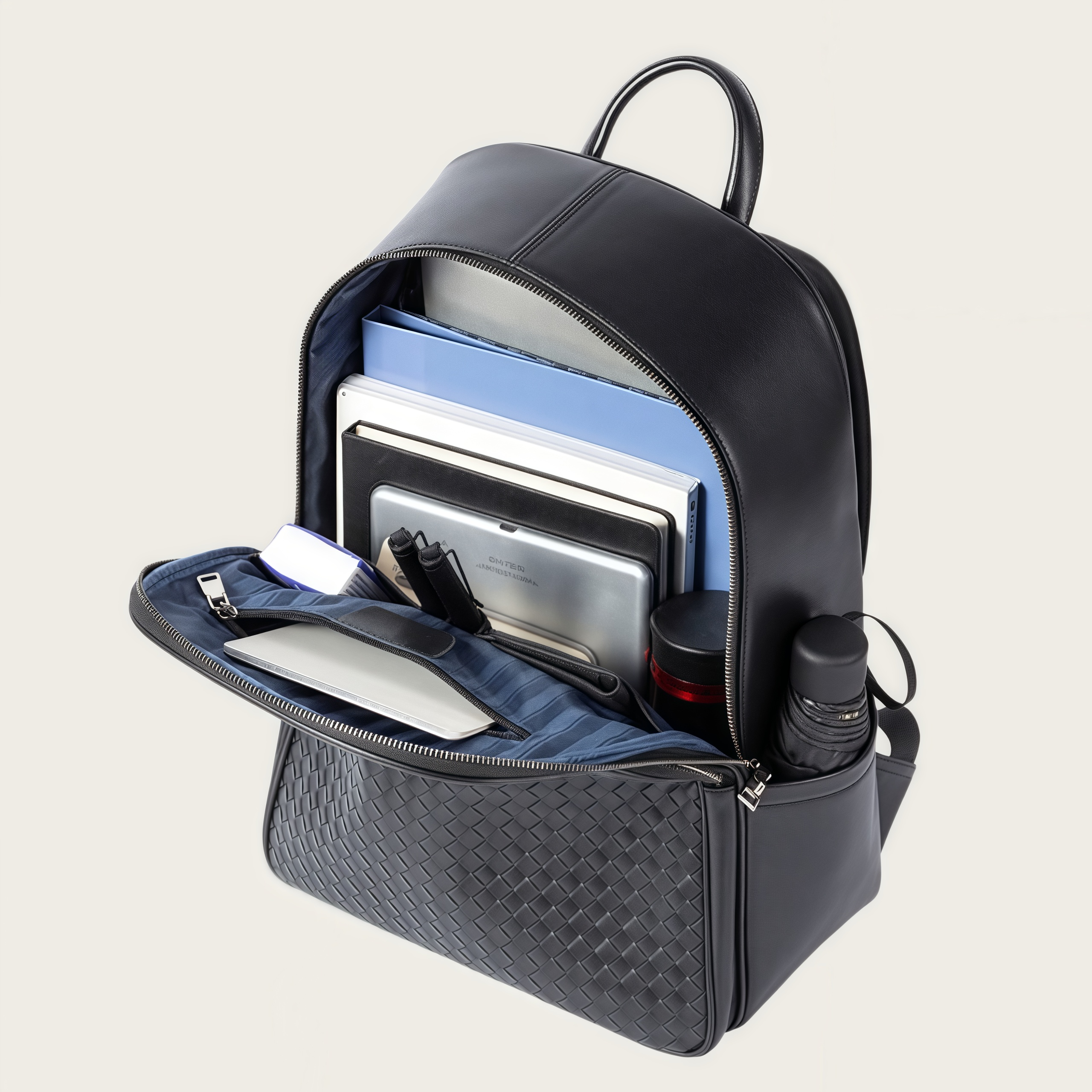 牛革編みビジネスバックパック｜通勤・旅行に最適｜15.6インチPC対応