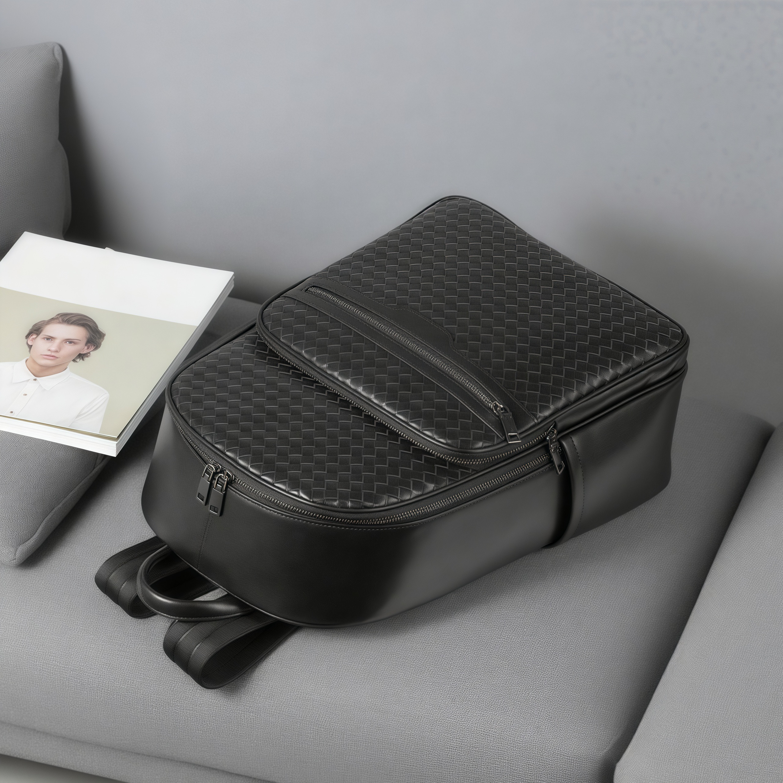 牛革編みビジネスバックパック｜通勤・旅行に最適｜15.6インチPC対応