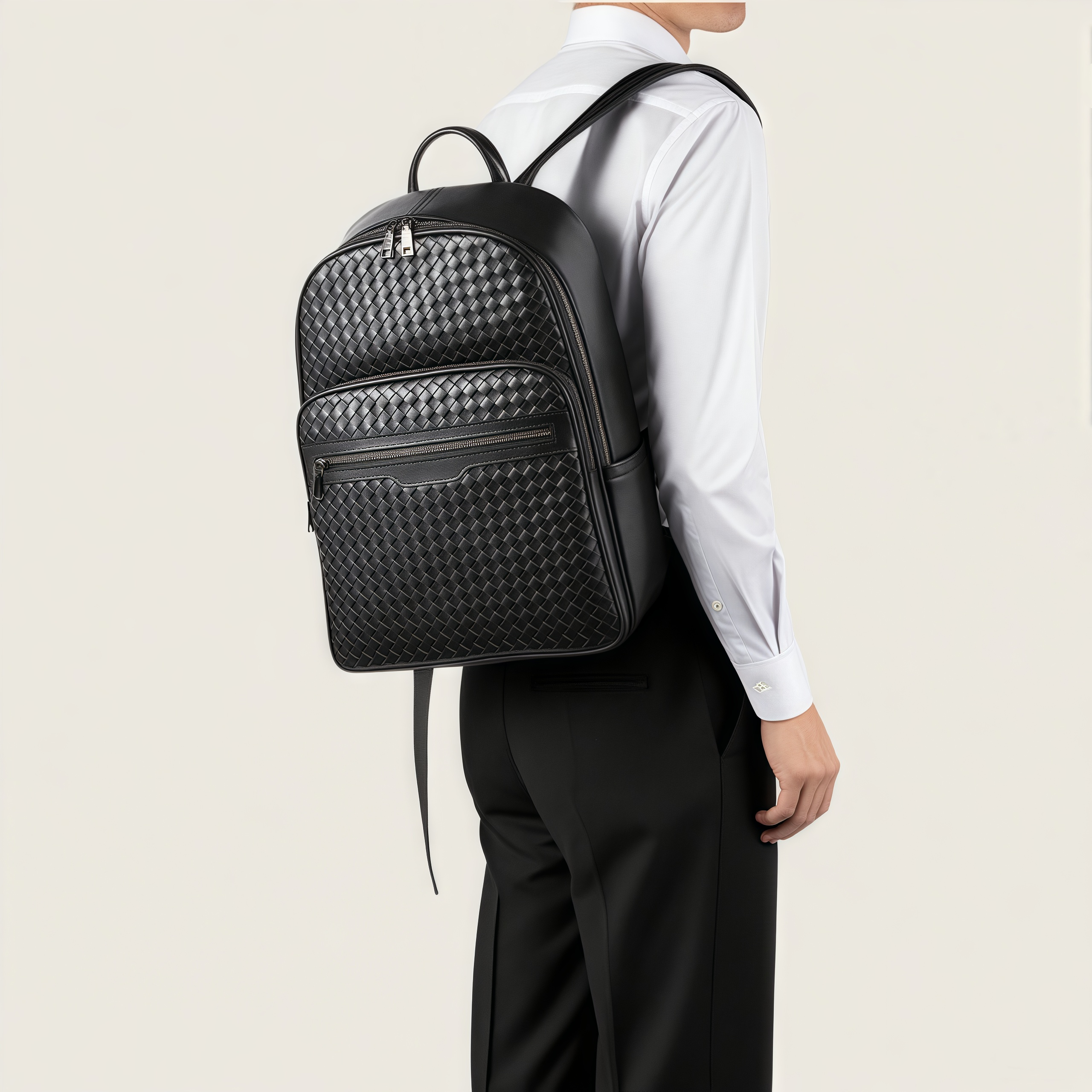 牛革編みビジネスバックパック｜通勤・旅行に最適｜15.6インチPC対応