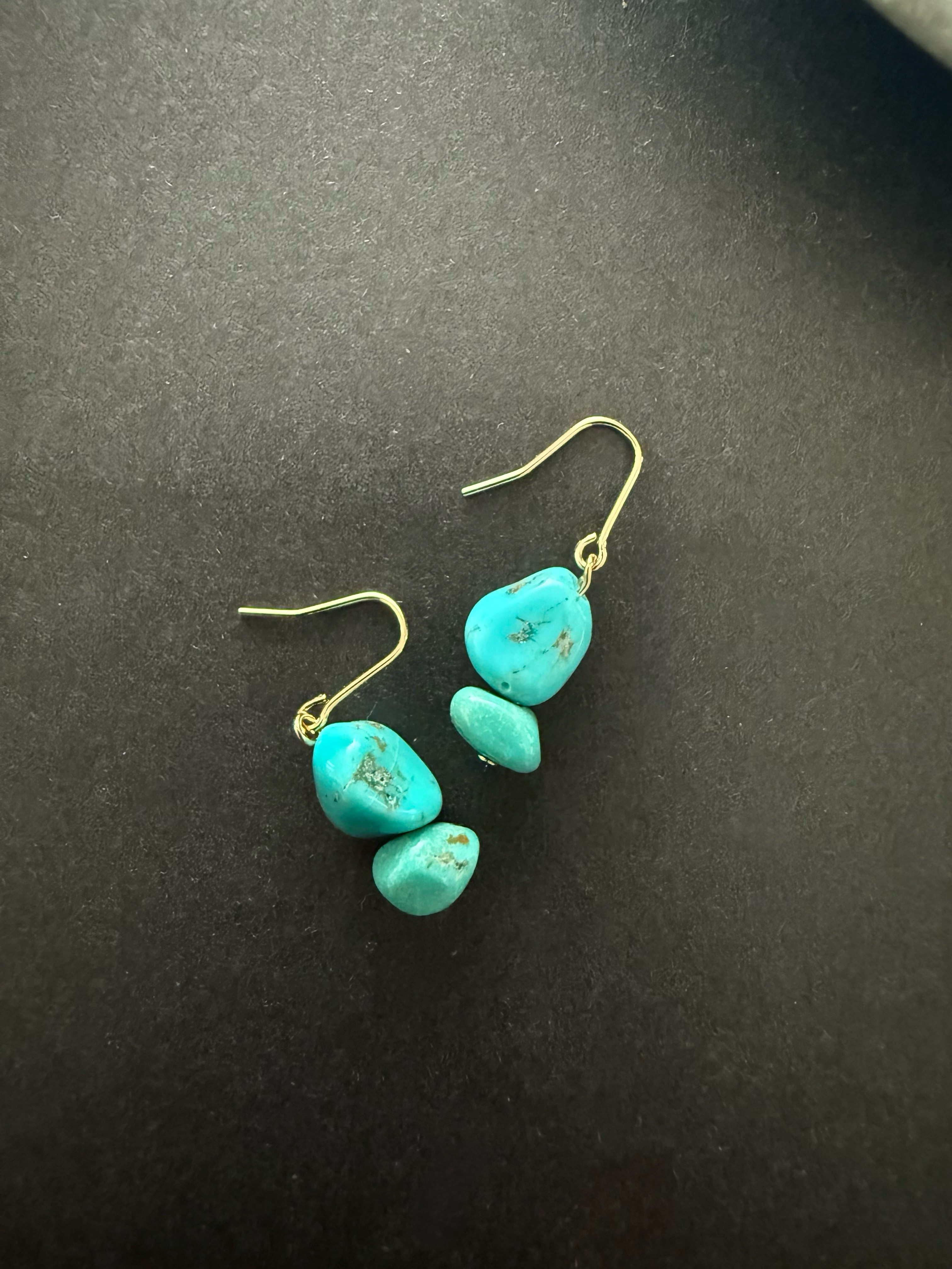 ［再販］ダブル天然ターコイズ♚ピアス/ノンホールピアス