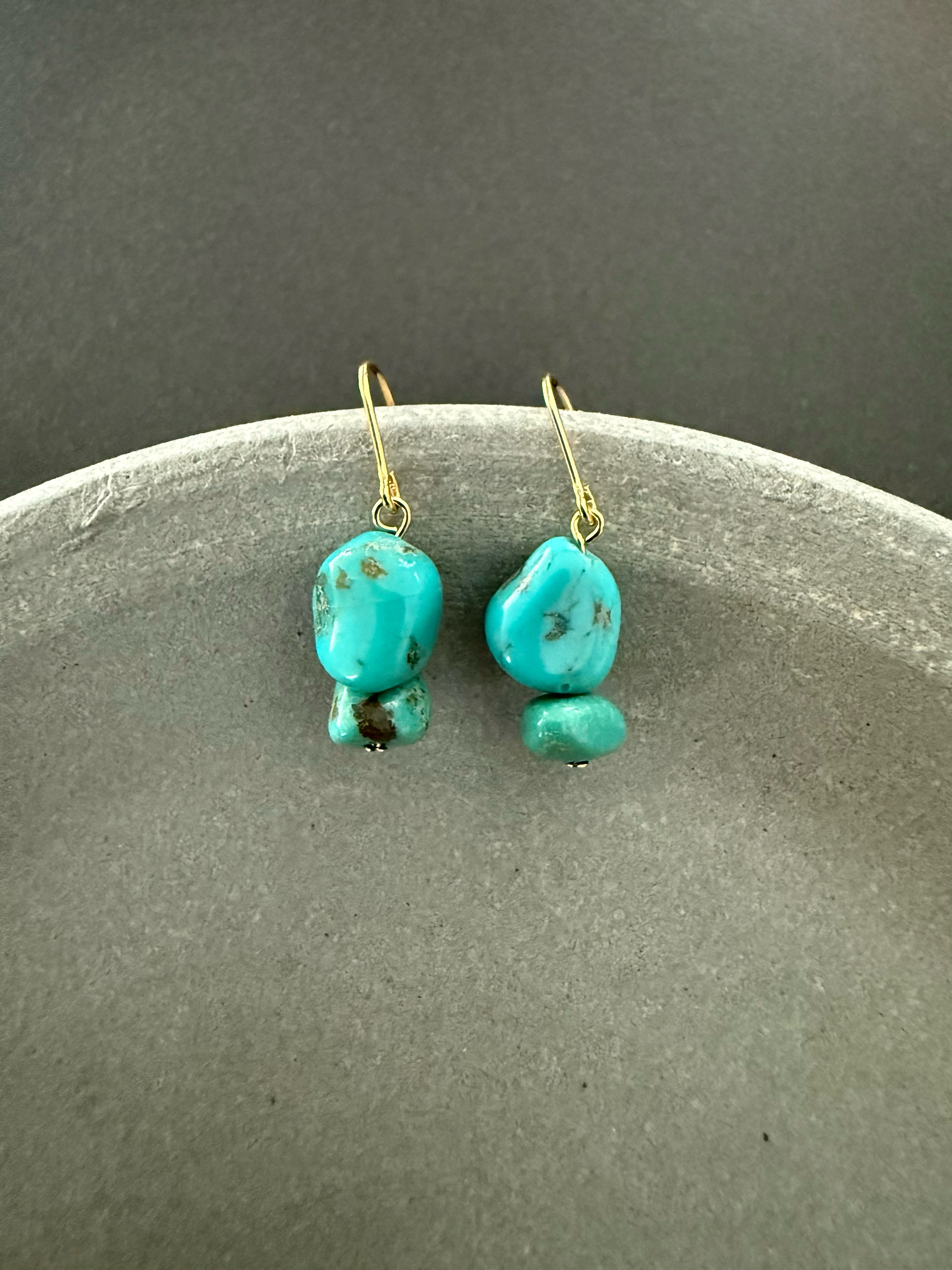 ［再販］ダブル天然ターコイズ♚ピアス/ノンホールピアス