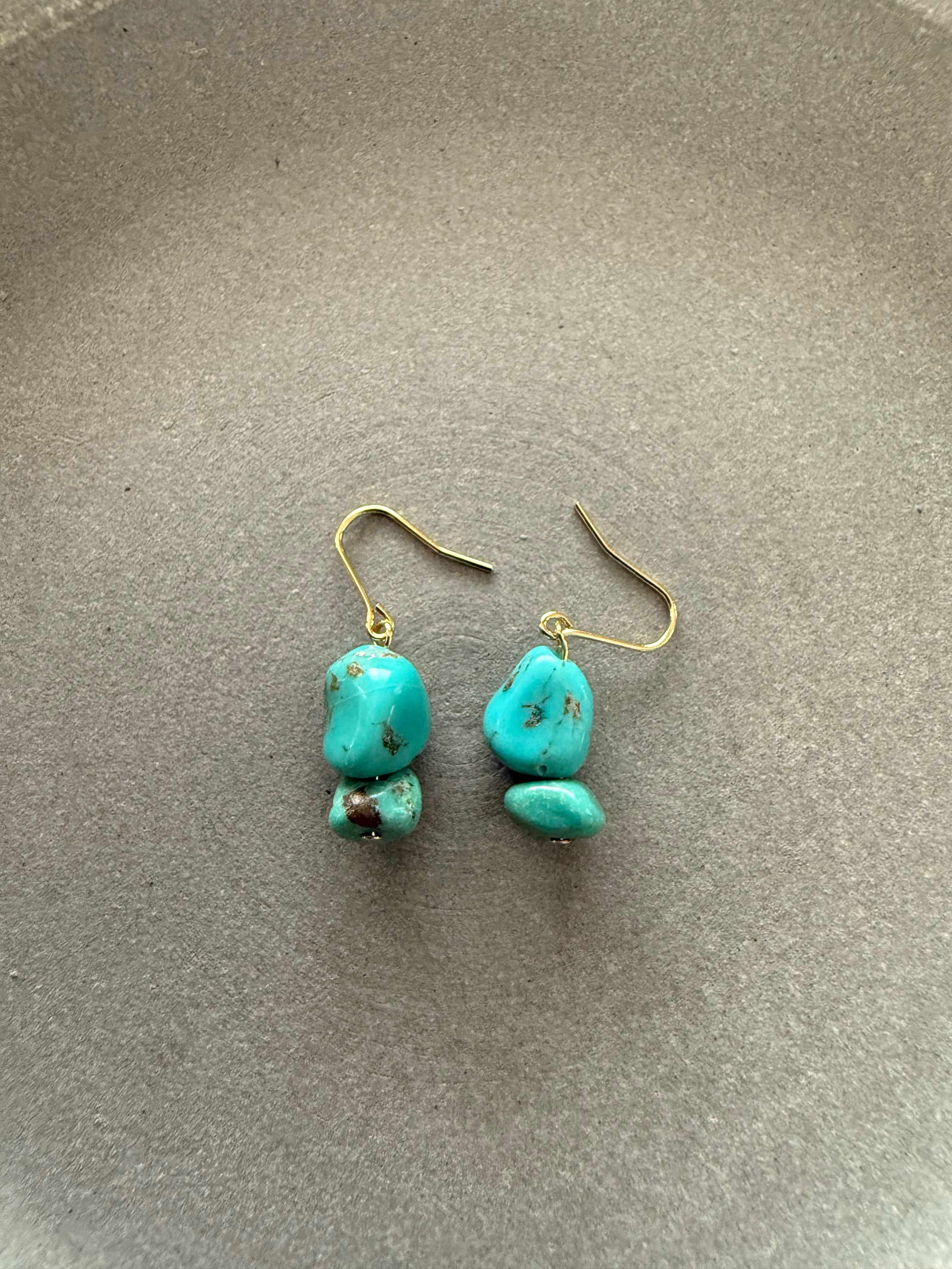 ［再販］ダブル天然ターコイズ♚ピアス/ノンホールピアス