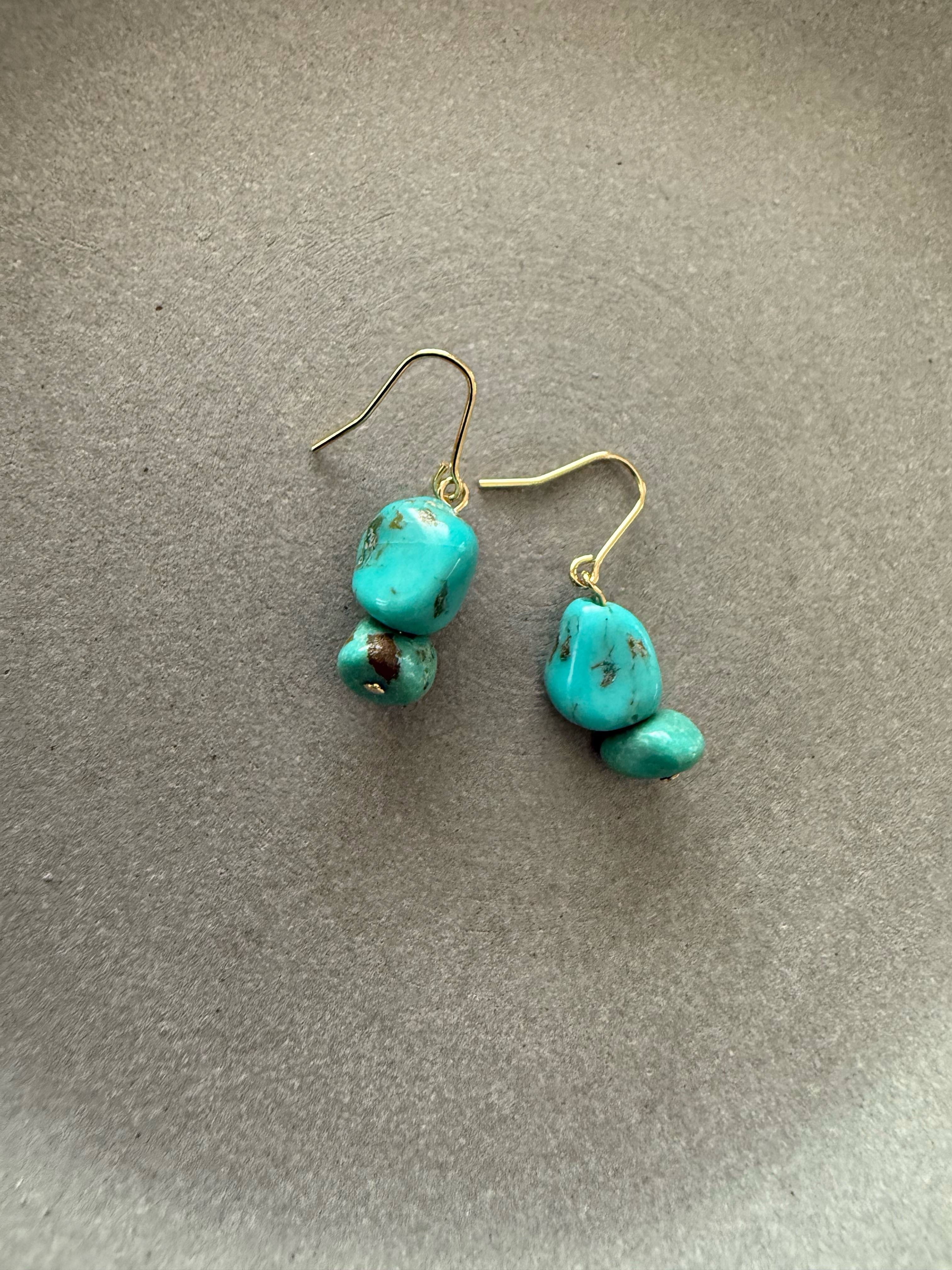 ［再販］ダブル天然ターコイズ♚ピアス/ノンホールピアス