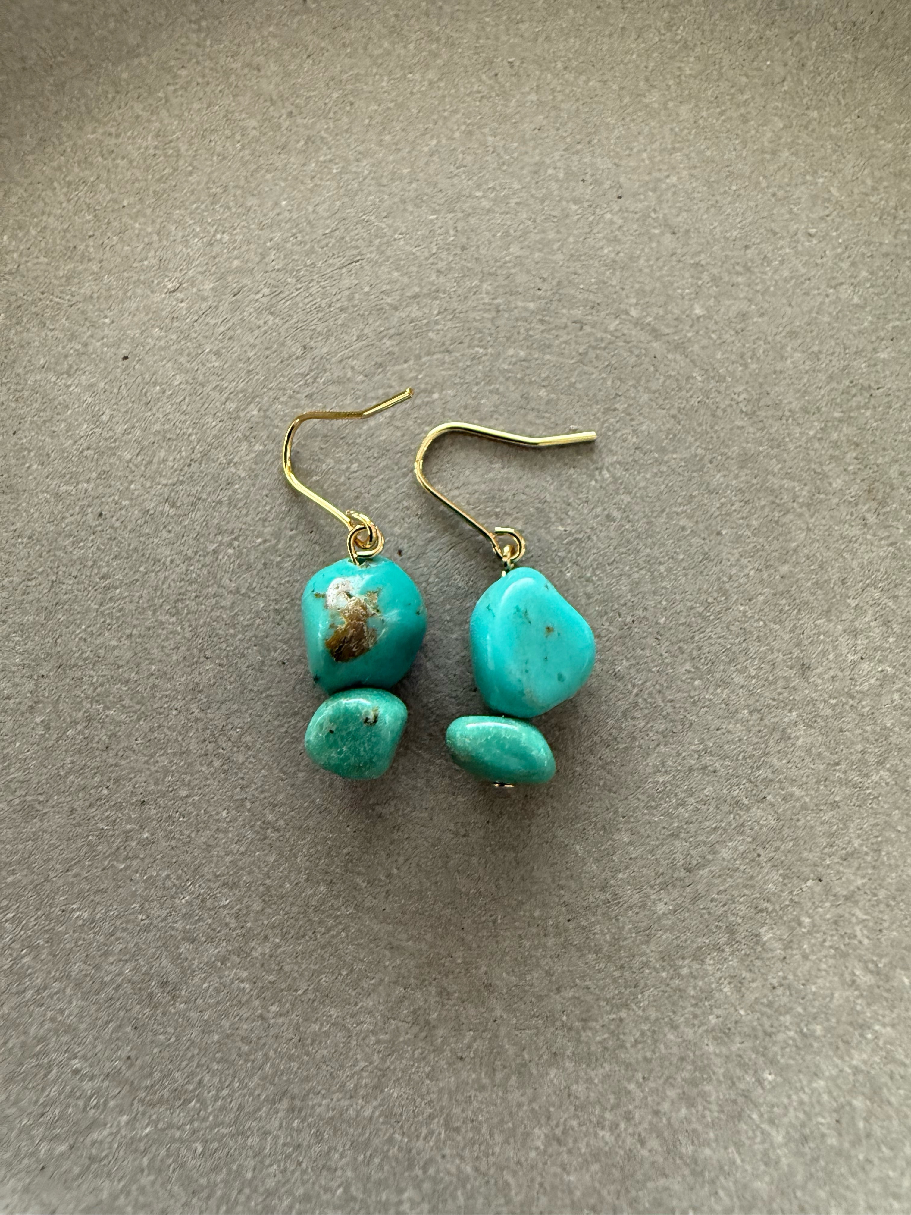 ［再販］ダブル天然ターコイズ♚ピアス/ノンホールピアス